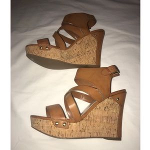 Never Worn Guess Wedges, Tan Color, Size 7